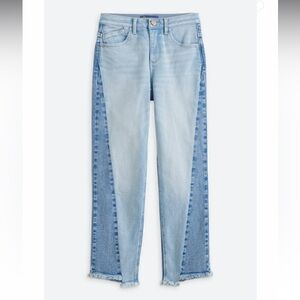 Two-Tone Color Block Straight Leg Jeans Petite 6P